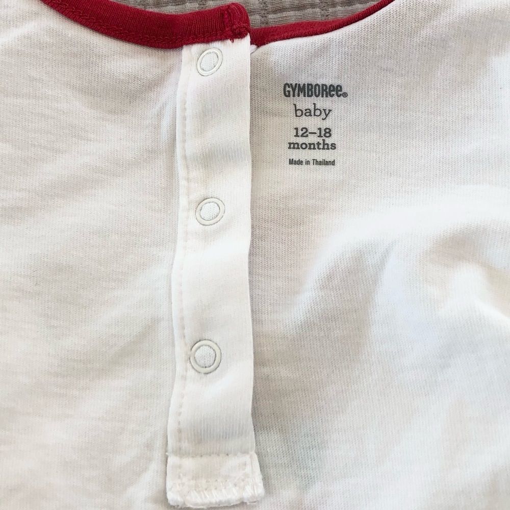 12M Baby Girl Gymboree Santa’s Little Helper Long Sleeve White Onesie - Picture 8 of 11